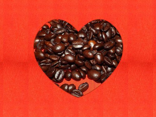 Coffee beans in a heart shape