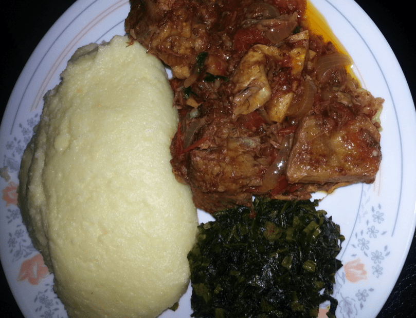 Sadza kale and stew