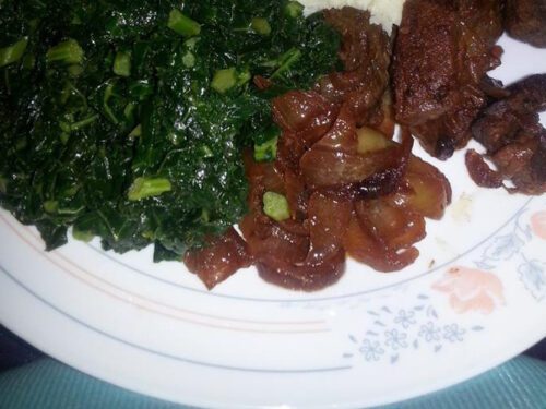 beef stew and kale