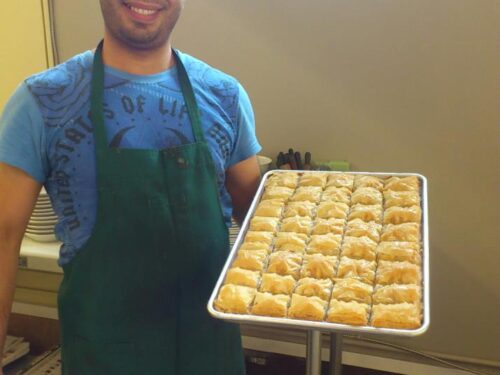 Chef Mohammad with baklava