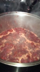 Strawberry jam cooking
