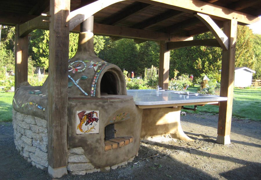 Centennial Park Cob Kitchen with 3 rocket ovens, Duncan BC