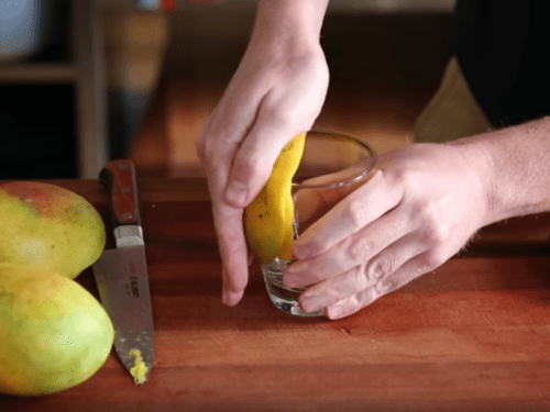 Peeling a mango