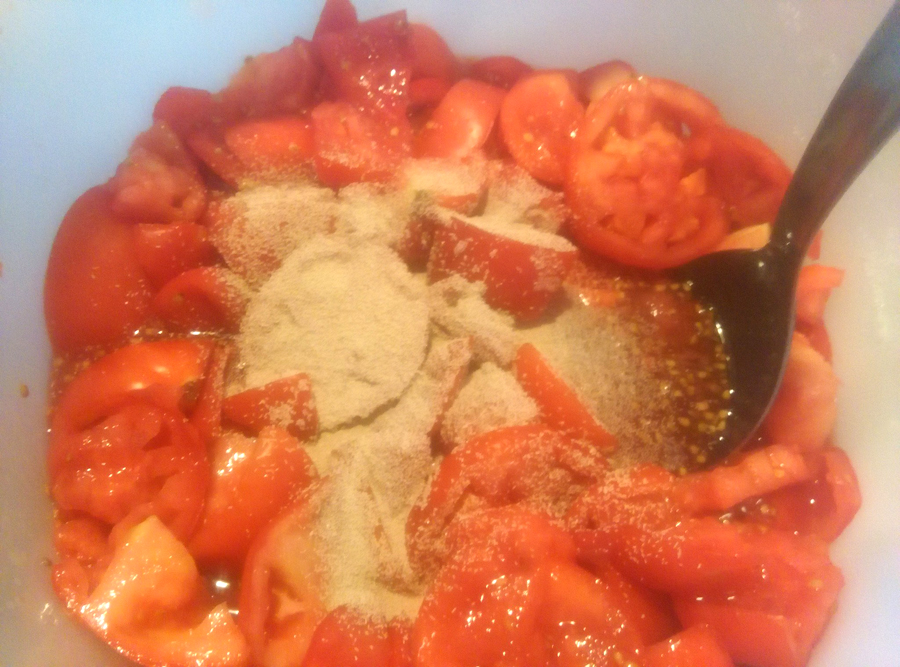Tomatoes with yeast