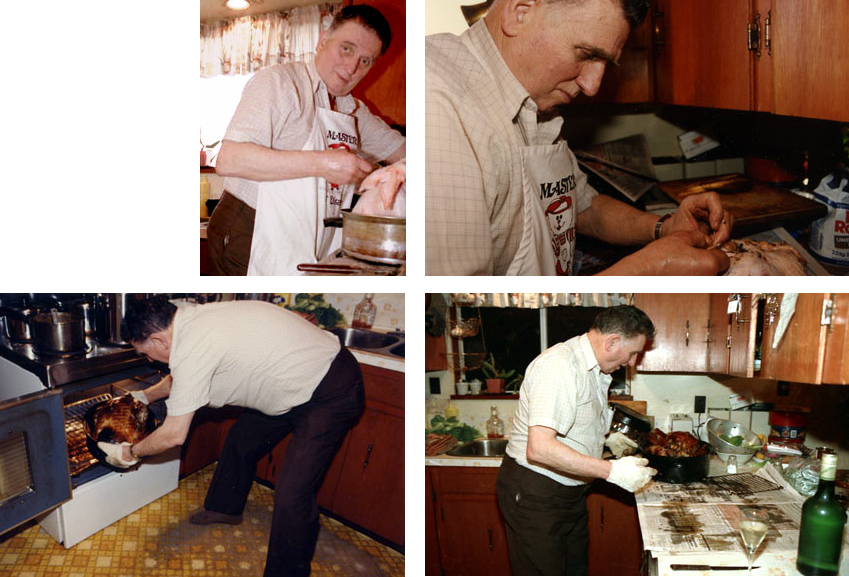 Dad making turkey in 1986