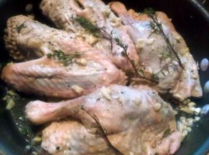 Duck confit preparation for cooking in the residual heat
