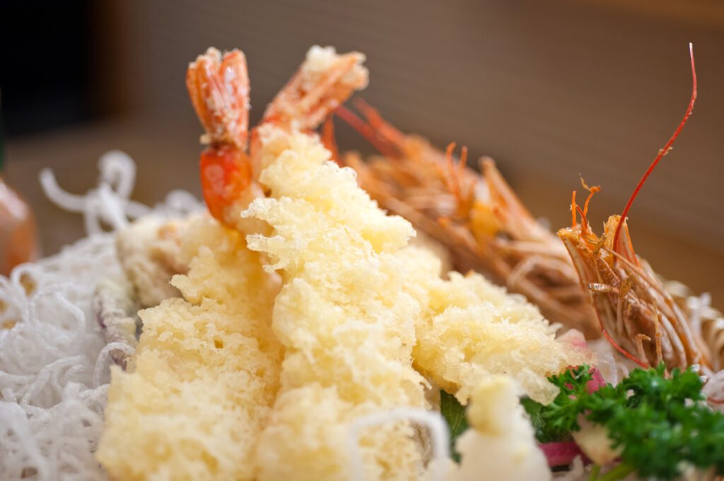 Japanese style tempura shrimps